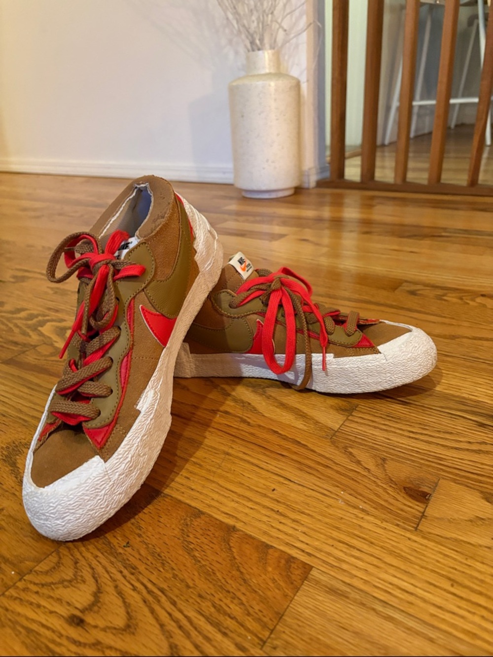 Nike Tan and White Suede Low-Top Sneakers